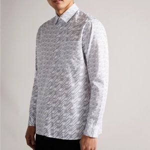 Ted Baker Retrow Cotton Long Sleeve Shirt Gray Scale Geo 5 /‎ XL